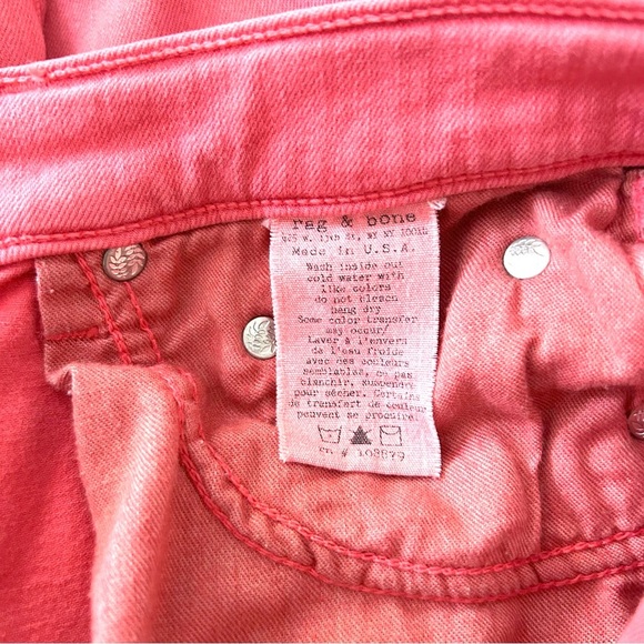 RAG & BONE The Zipper Capri Jeans Pants Skinny Ankle Cropped Coral Red Size 28 - Picture 15 of 15